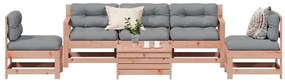 6 pcs conj. lounge jardim c/ almofadões madeira douglas maciça