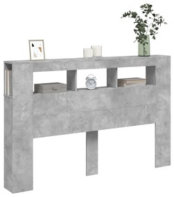 Cabeceira c/ LEDs 160x18,5x103,5 cm cinzento-cimento