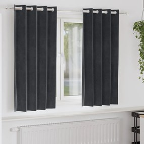 Cortinas Blackout vidaXL com Ilhós 2 pcs Cinza Escuro Veludo
