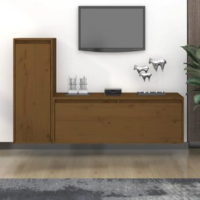 vidaXL Móveis de TV 2 pcs madeira de pinho maciça castanho-mel