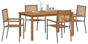 Conjunto de Jantar de Jardim 5 pcs Cinzeto 150 x 90 x 74 cm