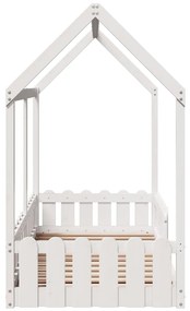 Cama infantil formato casa 80x160 cm pinho maciço branco