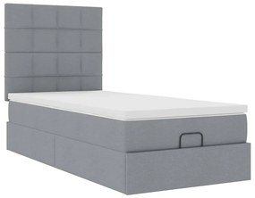 Estrutura cama otomana colchão 90x190 cm tecido cinzento claro
