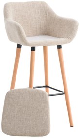 Banco de bar Grant em tecido e com estrutura de Cor Natural 55 x 99 x 46 cm Creme
