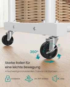 Guarda roupa Cabideiro 46,5 x 110 x 155,5 cm com rodas para arrumação flexível, branco mate