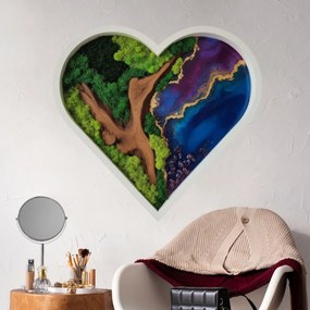 Autocolante Coração Musgo - Galáxia Epoxy e Ramo Natural