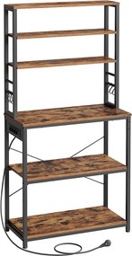 Armário de cozinha com tomadas 40 x 80 x 167 cm Preto castanho-escuro