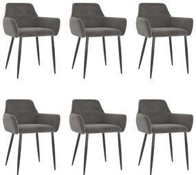 vidaXL Cadeiras de jantar 6 pcs veludo cinzento-escuro