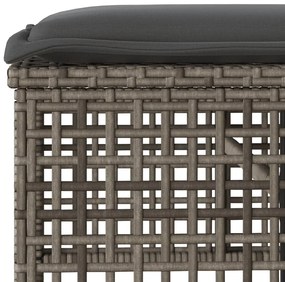 4 pcs conj. sofás de jardim c/almofadões vime PE/vidro cinzento