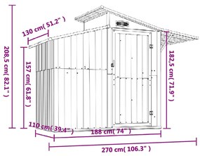 Abrigo de jardim 270x130x208,5 cm aço galvanizado verde