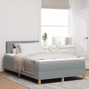Cama Box Spring com Colchão Cinza Claro 120x190 cm Tecido