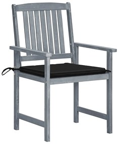 Cadeiras de jardim c/ almofadões 8 pcs acácia maciça cinzento