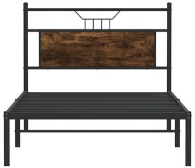 Estrutura de cama sem colchão 107x203 cm carvalho fumado