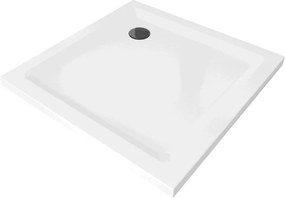 Mexen Flat base de duche quadrada slim 80 x 80 cm, branca, sifão preto - 40108080B