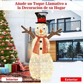 Decoração natalina de boneco de neve iluminado com 80 luzes LED, acessórios para fixação no chão para interiores e exteriores