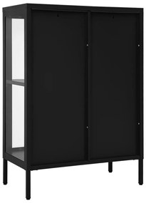 Aparador 75x35x105 cm vidro e aço preto