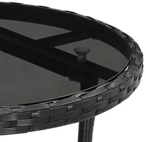 3 pcs conjunto bistrô de jardim c/ almofadões vime PE preto