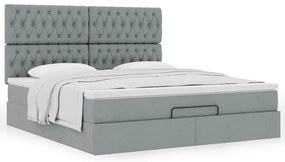 Estrutura cama otomana colchão 160x200 cm tecido cinzento claro