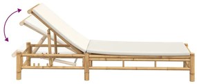 Espreguiçadeira c/ almofadões 55x199x30 cm bambu
