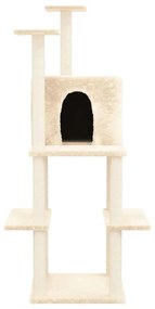 Árvore p/ gatos c/ postes arranhadores sisal 144,5 cm cor creme