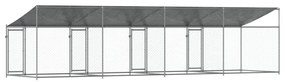 Jaula para cão com telhado/portas 8x2x2 m aço galvanizado cinza