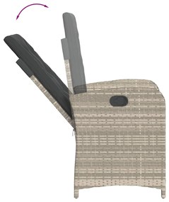 7 pcs conj. jantar p/ jardim c/ almofadões vime PE cinza-claro