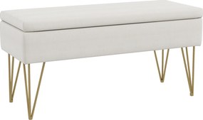 HOMCOM Banco para Pé de Cama Estofado em Tecido Sintético com Pernas de Aço e Assento Acolchoado, Cor Creme | Aosom Portugal