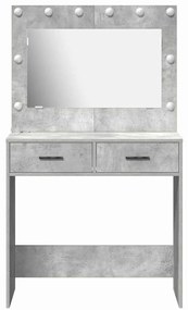 Mesa de Maquiagem vidaXL com Luzes LED Cinza Concreto 78,5x41x135 cm