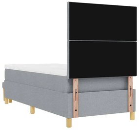 Cama Box Spring com Colchão &amp; Banco Cinza Claro 100x200 cm Tecido