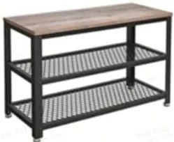 Sapateira VASAGLE com 2 prateleiras de grade para armazenamento de sapatos 30 x 100 x 45 cm para entrada, corredor, sala de estar, estrutura de metal, design industrial, cinza-preto LBS078K01