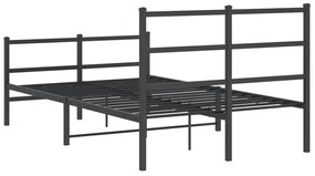 Estrutura de cama com cabeceira e pés 120x200 cm metal preto