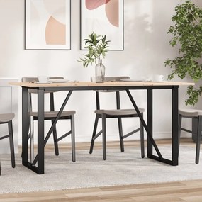 Mesa de jantar estrutura em O 160x80x75cm pinho e aço