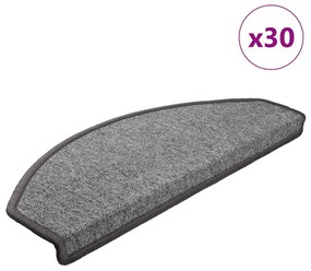 vidaXL Tapetes de escada 30 peças 65x24x4 cm cinza escuro semicircular grande