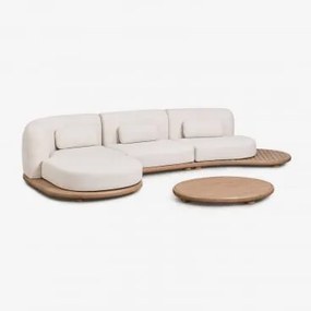 Conjunto De Jardim Com Sofá Modular Chaise Longue Esquerdo De 3 Peças E Mesa De Centro Em Madeira De Acácia Gerard Marrom Acácia Claro - Sklum