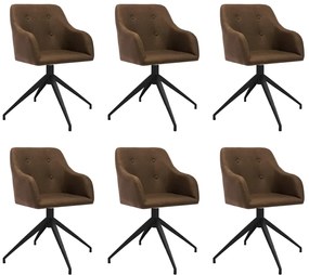 vidaXL Cadeiras de jantar giratórias 6 pcs tecido castanho
