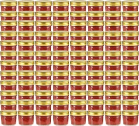 vidaXL Frascos de vidro com tampas douradas 96 pcs 110 ml