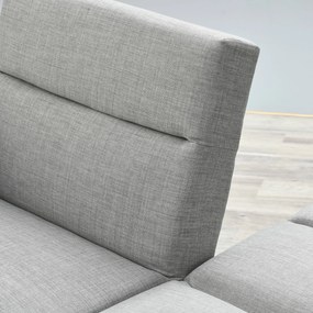 HOMCOM Sofá Cama com Chaise Longue de 3 Lugares com Encosto Ajustável Apoio para os Braços e Apoio para os Pés Móvel 207x81x80cm Cinza Claro