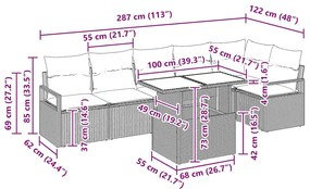 Conjunto de Sofá de Jardim 7 pcs Preto 100 x 55 x 73 cm