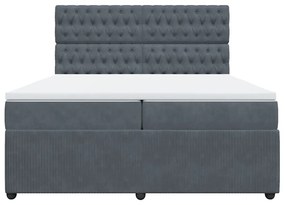 Cama com molas/colchão 200x200 cm veludo cinzento-escuro
