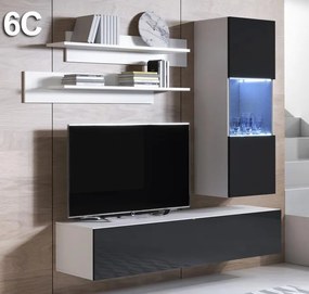 Conjunto de Móveis de Sala Sandim – 1,6 m – Modular em Branco e Preto