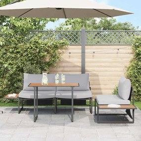Conjunto de Jantar de Jardim de 3 Peças vidaXL com Almofadas Cinza Cla