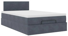 Cama otomana com colchão 120x190 cm veludo cinzento-escuro