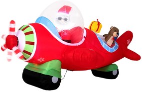 Avião insuflável natal 220 cm com luzes LED e caixas de presente Decoração gigante para festas, natal, pátio ou jardim Multicolorido