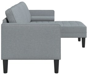 Sofá em L 3 lugares vidaXL Cinzento claro 160 cm em Tecido
