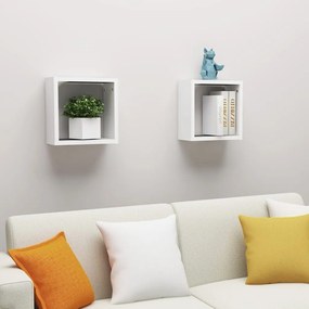 Prateleiras de parede em forma de cubo 2 pcs 30x15x30cm branco