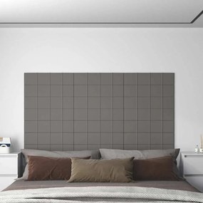vidaXL Painel de parede 12 pcs 60x15 cm tecido 1,08 m² cor cinza-claro