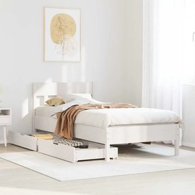 vidaXL Cama sem colchão 90x200 cm madeira de pinho maciça branco