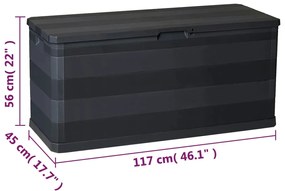 Caixa de arrumação para jardim 117x45x56 cm preto