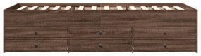 Sofá-cama com gavetas sem colchão 75x190 cm carvalho castanho
