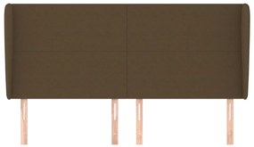 Cabeceira cama c/ abas tecido 163x23x118/128 cm castanho-escuro